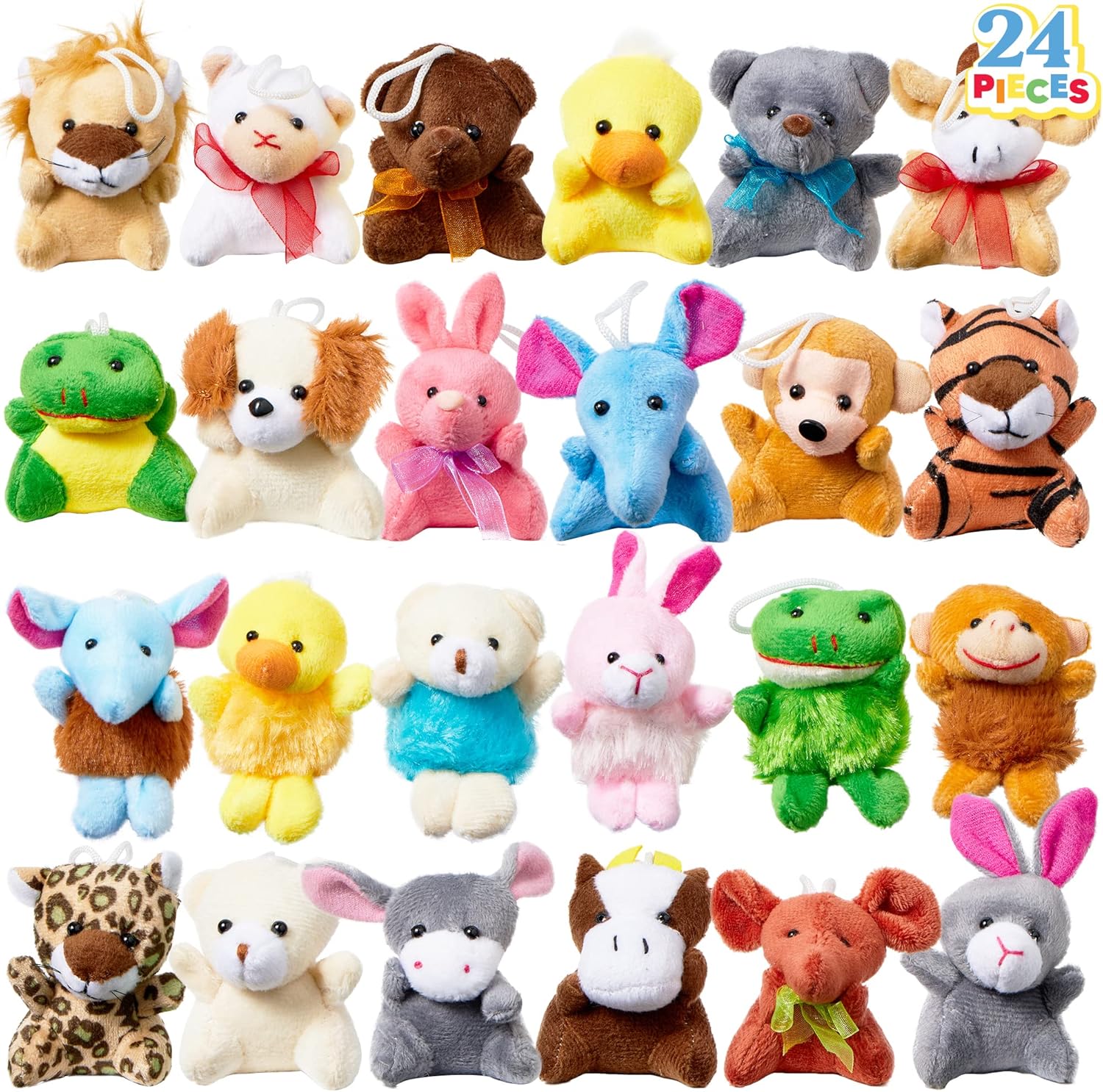 24 Animal Plush Keychains